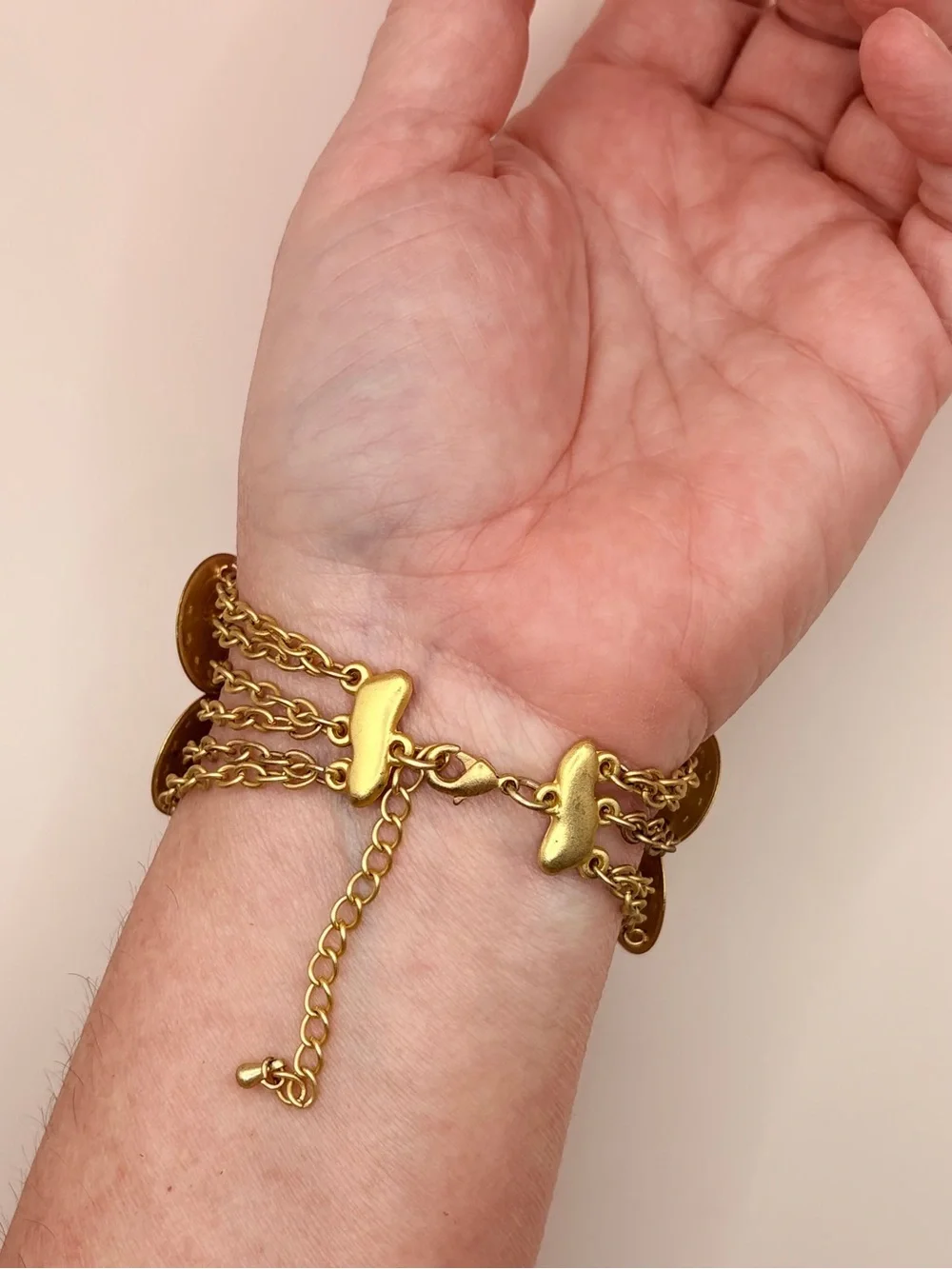 Bold Gold Tone Sabina Augusta Costume Coin Statement Bracelet